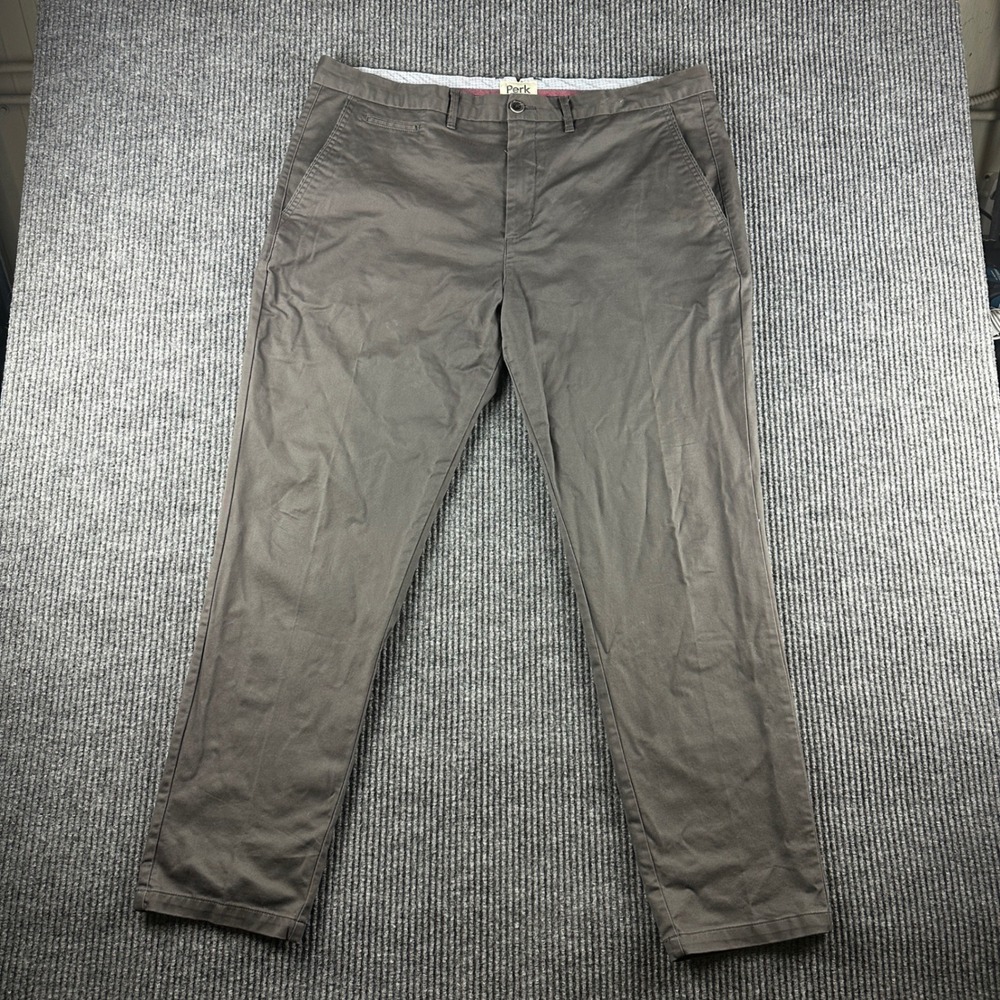 Perk Feel Good Chino Pants Mens 40x30 Slim Fit Stretch Cotton Dark Grey Charcoal